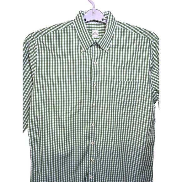 Peter Millar Shirt Mens Large Cotton Green White Gingham Golf Button Down‎ NWOT - Picture 2 of 10